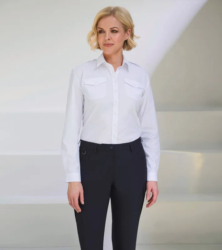 Brook Taverner Dames pilotenblouse met lange mouwen