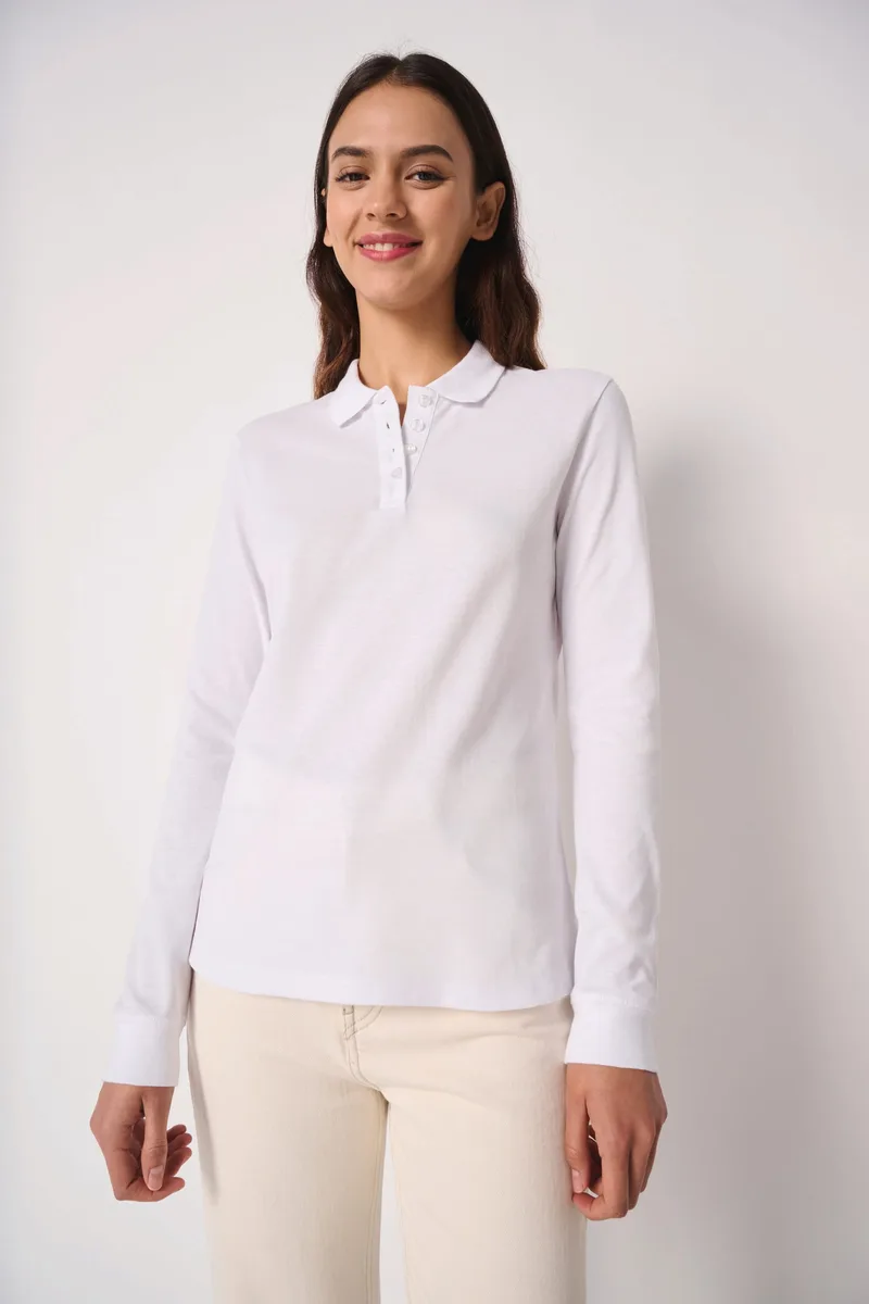 iDeal Basic Brand Dames piquépolo met lange mouwen – te bedrukken met jouw logo of tekst