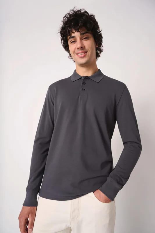 iDeal Basic Brand Heren piquépolo met lange mouwen