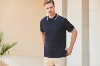 Henbury Heren Coolplus® polo met contrastbies – foto 1