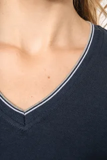 Kariban Dames-T-shirt piqué V-hals – foto 4