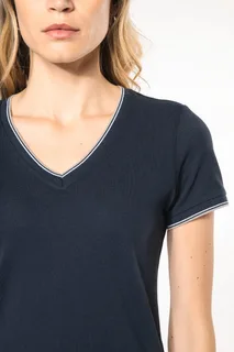 Kariban Dames-T-shirt piqué V-hals – foto 3