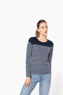 Kariban Gestreept dames-T-shirt lange mouwen – foto 5
