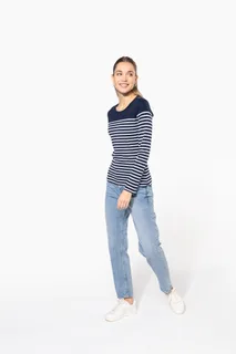 Kariban Gestreept dames-T-shirt lange mouwen – foto 7