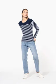 Kariban Gestreept dames-T-shirt lange mouwen – foto 9