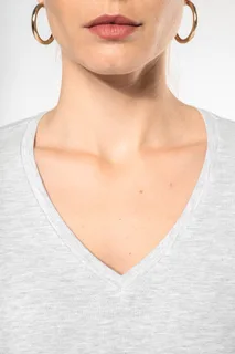 Kariban Dames T-shirt V-hals lange mouwen – foto 3