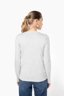 Kariban Dames T-shirt V-hals lange mouwen – foto 2