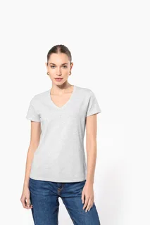 Kariban Dames T-shirt V-hals korte mouwen – foto 1