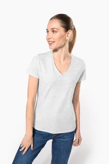 Kariban Dames T-shirt V-hals korte mouwen – foto 5