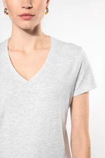 Kariban Dames T-shirt V-hals korte mouwen – foto 3