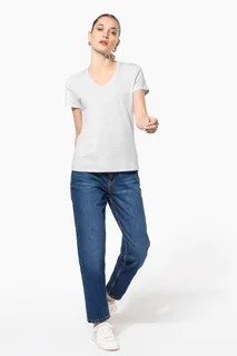 Kariban Dames T-shirt V-hals korte mouwen – foto 9