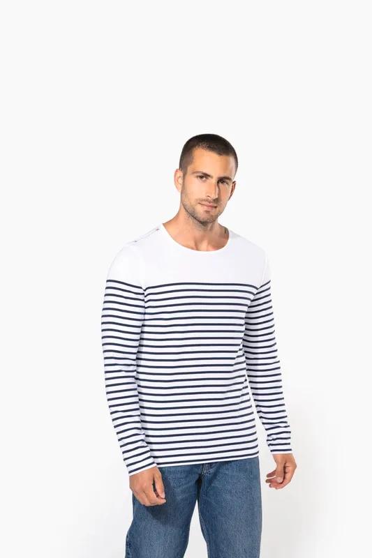 Kariban Gestreept heren-T-shirt lange mouwen