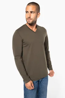 Kariban Men's long-sleeved V-neck T-shirt – foto 6