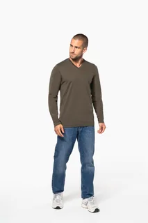 Kariban Men's long-sleeved V-neck T-shirt – foto 5