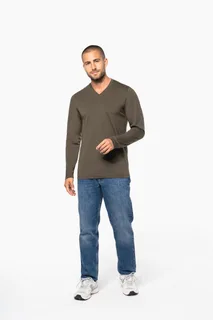 Kariban Men's long-sleeved V-neck T-shirt – foto 4