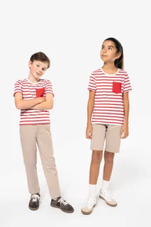 Kariban Gestreept T-shirt met borstzakje kids – foto 10