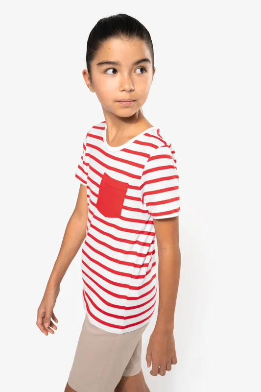 Kariban Gestreept T-shirt met borstzakje kids