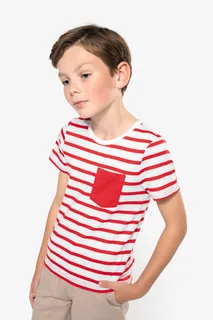 Kariban Gestreept T-shirt met borstzakje kids – foto 3