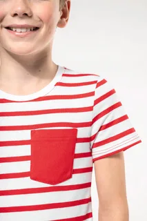 Kariban Gestreept T-shirt met borstzakje kids – foto 5