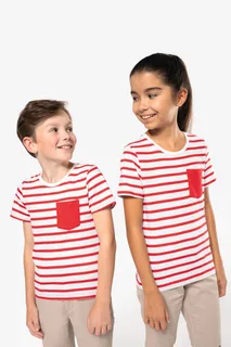 Kariban Gestreept T-shirt met borstzakje kids – foto 9