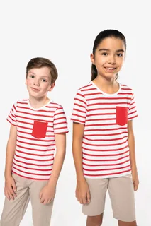 Kariban Gestreept T-shirt met borstzakje kids – foto 12