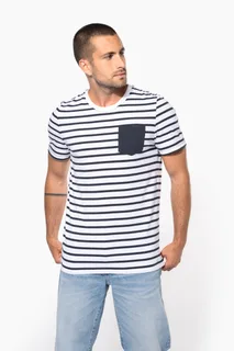 Kariban Gestreept T-shirt met zak en korte mouwen – foto 6