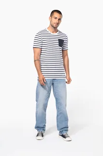 Kariban Gestreept T-shirt met zak en korte mouwen – foto 5