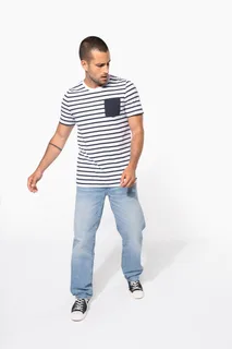 Kariban Gestreept T-shirt met zak en korte mouwen – foto 7