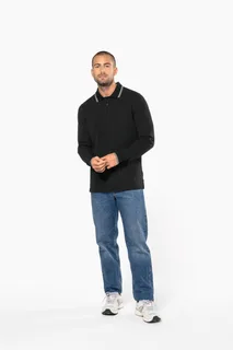 Kariban Men’s long-sleeved piqué knit polo shirt – foto 9