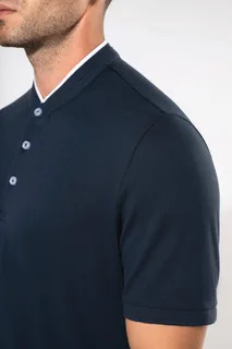 Kariban Herenpolo met maokraag en korte mouwen – foto 4