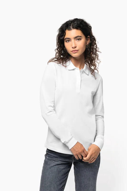 Kariban Damespolo Bio180 piqué lange mouwen