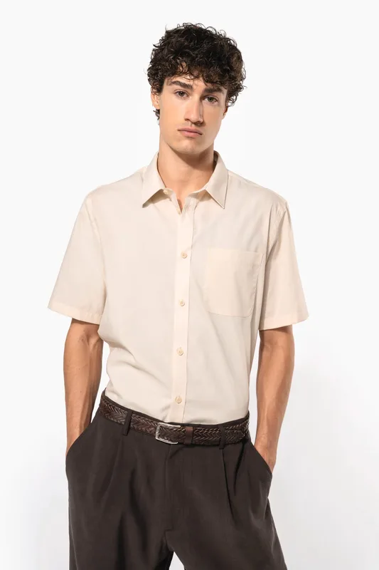 Kariban Men's easy-care short sleeve polycotton poplin shirt