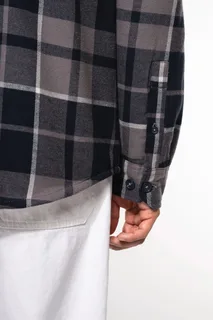 Kariban Geruit overshirt met sherpavoering – foto 5