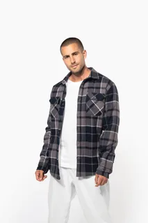 Kariban Geruit overshirt met sherpavoering – foto 8