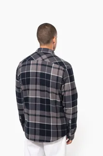 Kariban Geruit overshirt met sherpavoering – foto 2
