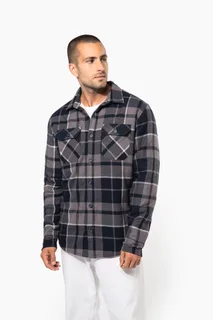 Kariban Geruit overshirt met sherpavoering – foto 1