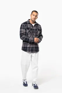 Kariban Geruit overshirt met sherpavoering – foto 10