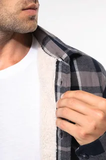 Kariban Geruit overshirt met sherpavoering – foto 3