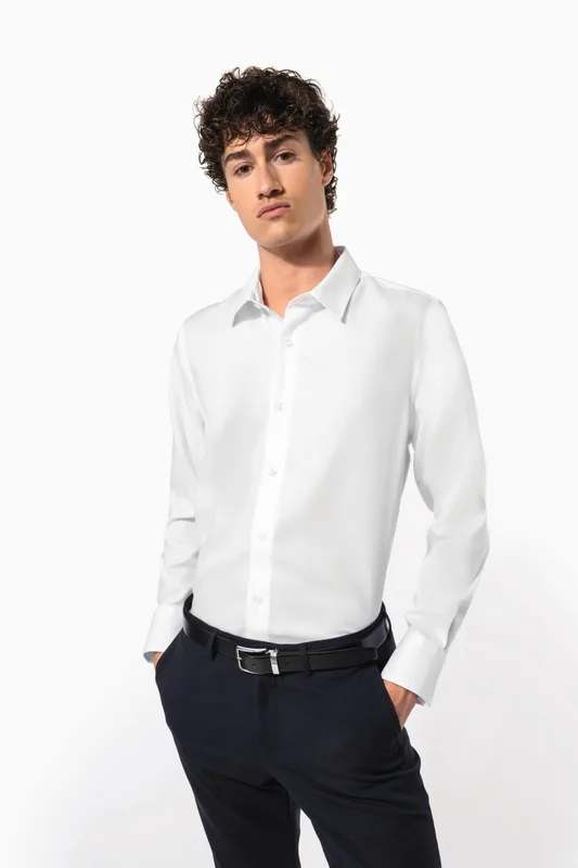 Kariban Getailleerd heren non-iron overhemd lange mouwen