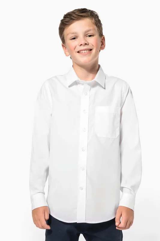 Kariban Kinder poplin overhemd lange mouwen