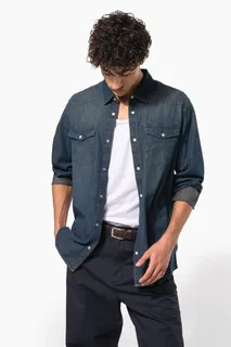 Kariban Men's long-sleeved denim shirt – foto 14