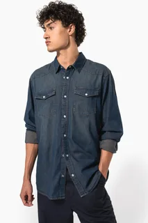 Kariban Men's long-sleeved denim shirt – foto 1