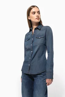 Kariban Dames denim blouse lange mouwen – foto 10