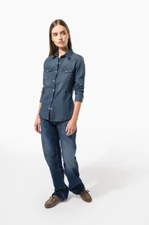 Kariban Dames denim blouse lange mouwen – foto 7