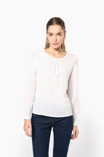 Kariban Damesblouse in crêpe met lange mouwen – foto 1