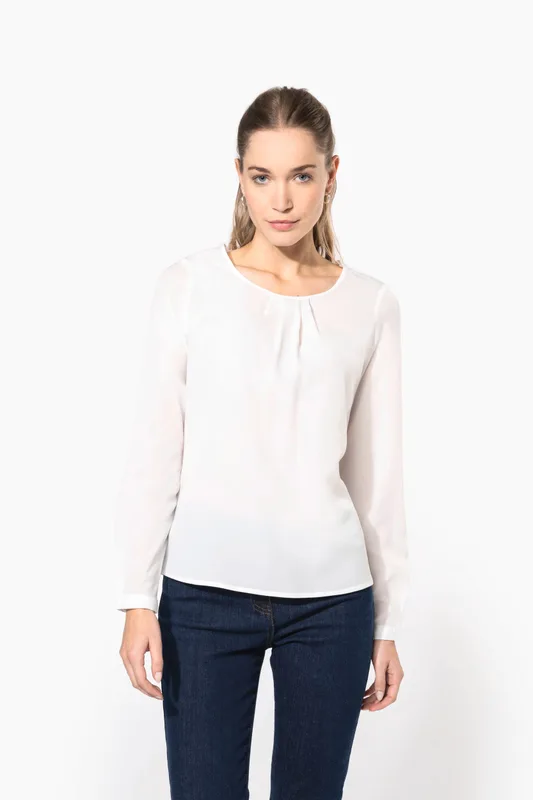 Kariban Ladies' long-sleeved crepe blouse
