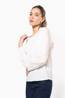 Kariban Damesblouse in crêpe met lange mouwen – foto 7