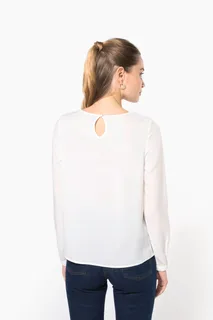 Kariban Damesblouse in crêpe met lange mouwen – foto 2