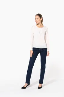 Kariban Damesblouse in crêpe met lange mouwen – foto 8