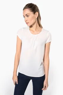 Kariban Damesblouse in crêpe met korte mouwen – foto 1